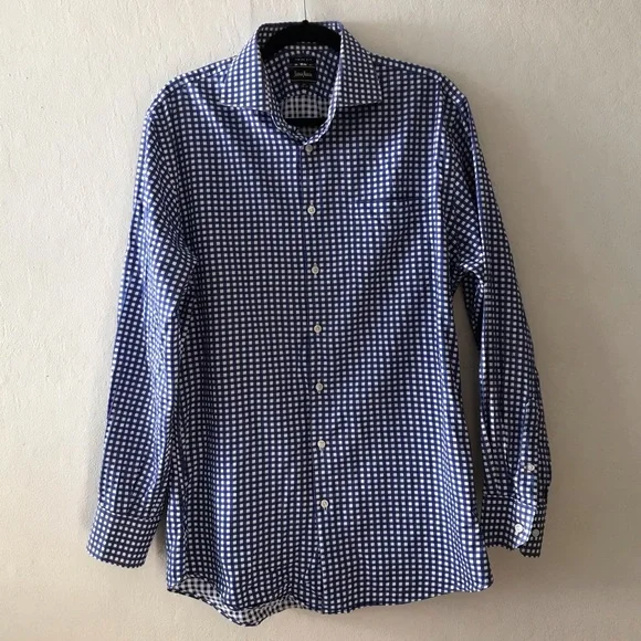 Neiman Marcus | Shirts | Neiman Marcus Blue And White Checkered Button Shirt  | Poshmark